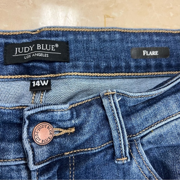 Judy Blue Dark Blue Flare Jeans Size 14 Women’s Boho Comfy Bell Bottom - Picture 3 of 6